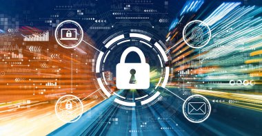 Yüksek hız hareket bulanıklığına sahip internet ağ güvenliği kavramı