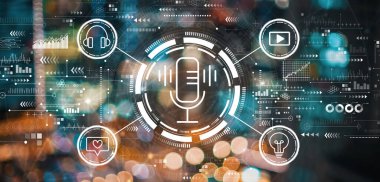 Bulanık şehir ışıklarıyla podcast teması