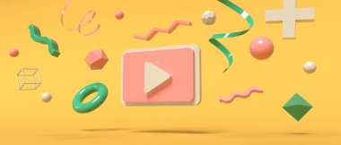 Çal ve başlat düğmesi simgesi - 3B render