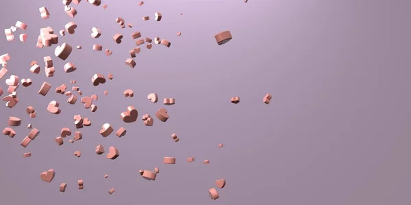 Πετώντας διάσπαρτες μικρές καρδιές - 3D καθιστούν — Φωτογραφία Αρχείου