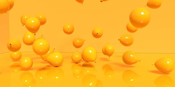 彩色背景上散落的气球- 3D — 图库照片