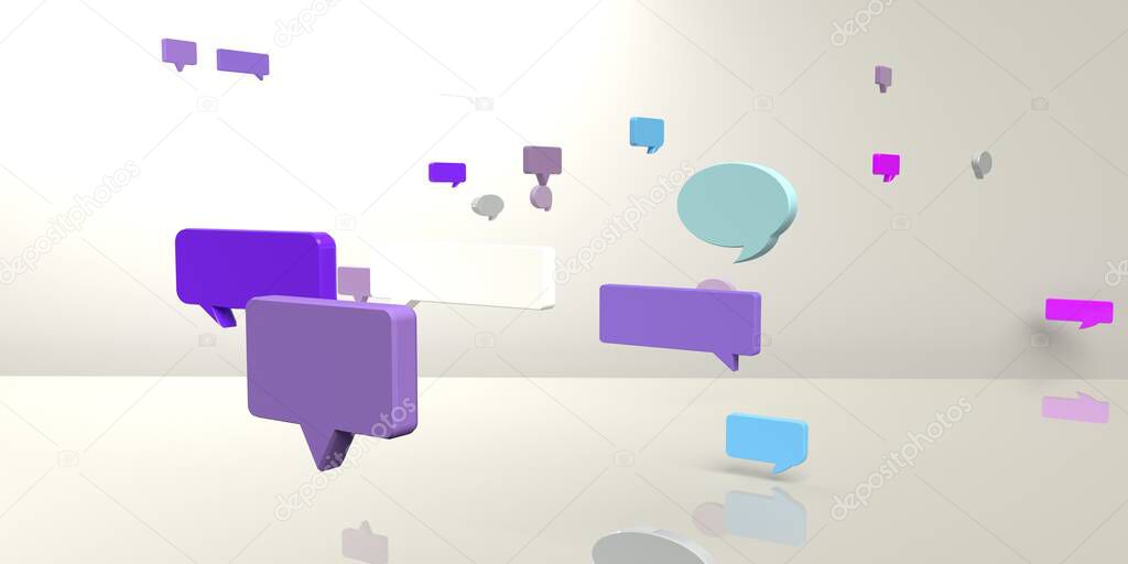 Floating speech bubbles - 3D render