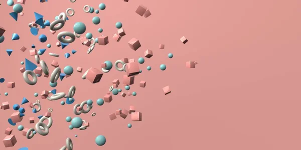 3D-weergave van vliegende geometrische bollen — Stockfoto