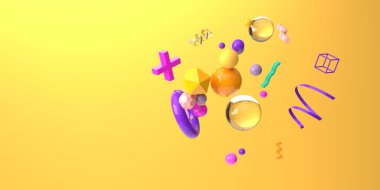 Uçan geometrik kürelerin 3 boyutlu canlandırması