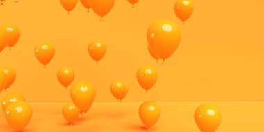 Renkli bir arkaplanda yüzen balonlar - 3D