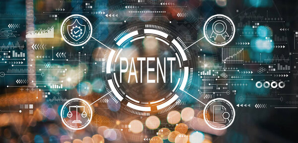 Patent concept with blurred city lights