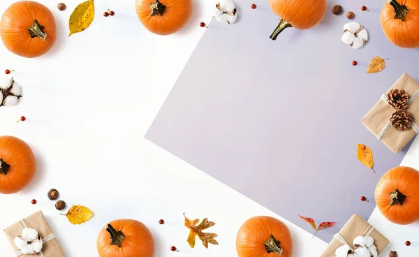 Tema autunnale con zucche arancioni — Foto Stock