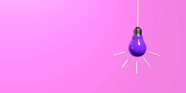 Idee opknoping lamp op een gekleurde achtergrond — Stockfoto