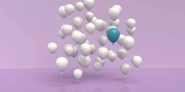 One out unieke drijvende ballon concept - 3D — Stockfoto