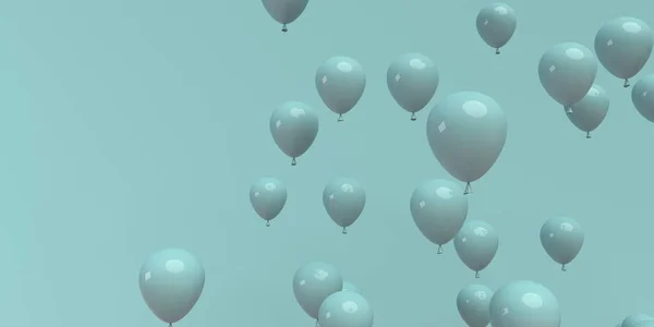 Globos flotantes sobre un fondo de color - 3D — Foto de Stock