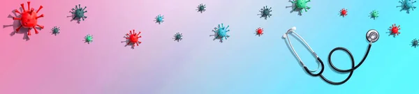 Стетоскоп з коронавірусною темою перегляду — стокове фото