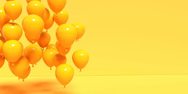 Globos flotantes sobre un fondo de color - 3D — Foto de Stock