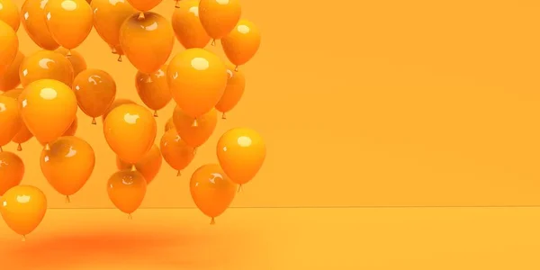 Schwimmende Luftballons auf farbigem Hintergrund - 3D — Stockfoto