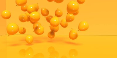 Renkli bir arkaplanda dağınık balonlar - 3D