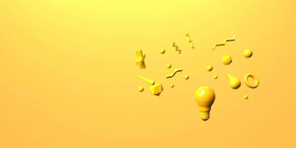 Light bulb with flying geometric shapes — Stock Photo, Image