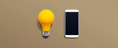 Sarı ampullü akıllı telefon.