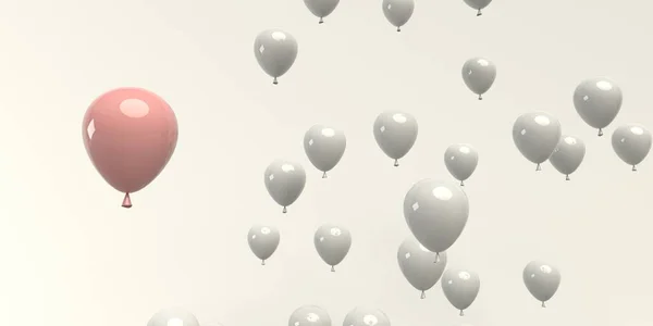 One out unique floating balloon concept - 3D — Stock Photo, Image