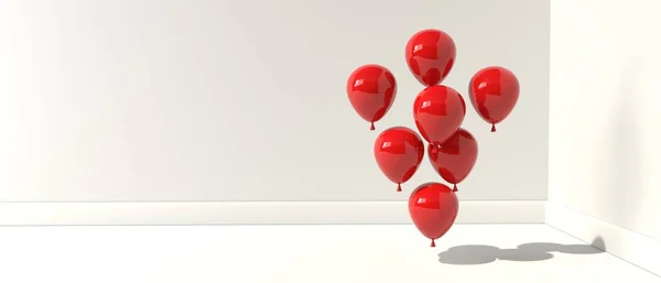 Pływające balony na kolorowym tle - 3D — Zdjęcie stockowe