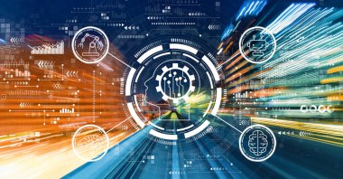 Yüksek hız hareket bulanıklığına sahip gelecekteki teknoloji kavramı