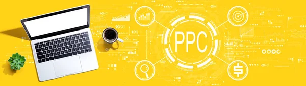 PPC - Betala per klick koncept med en bärbar dator — Stockfoto