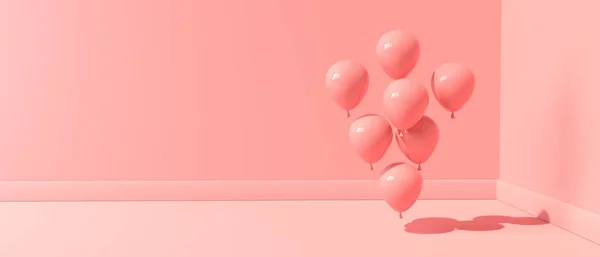 Floating balloons on a colored background - 3D — Stock Photo, Image