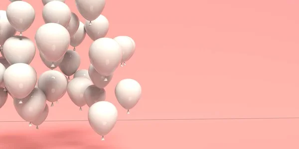Ballons flottants sur un fond coloré - 3D — Photo