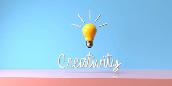 Glödlampa med kreativitetstext — Stockfoto
