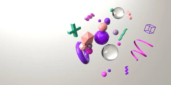 3D рендеринг летающих геометрических сфер — стоковое фото