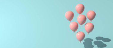 Renkli bir arkaplanda yüzen balonlar - 3D