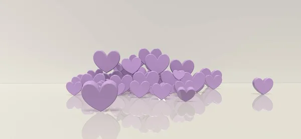 Szívek - Elismerés és szeretet téma - 3D render — Stock Fotó