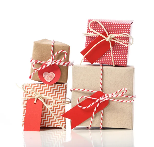 Montón de cajas de regalo artesanales — Foto de Stock