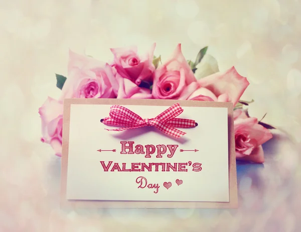 Handmade Valentines Day card with roses — Stock Photo, Image