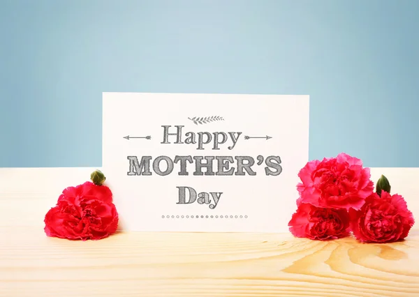 Dzień Matki-karta z różowym Carnetions — Zdjęcie stockowe