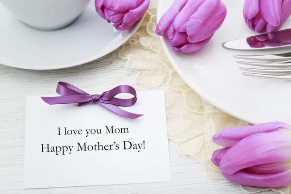 Mothers day card with table setting — Stock Photo, Image