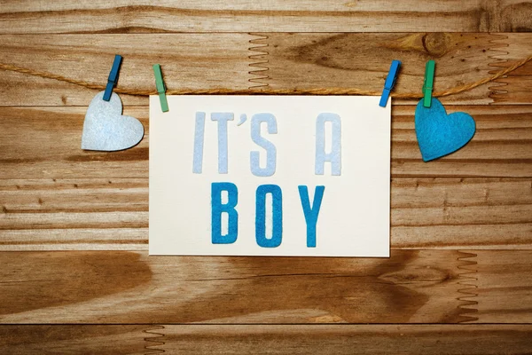 Zijn A Boy kaart met wasknijpers — Stockfoto
