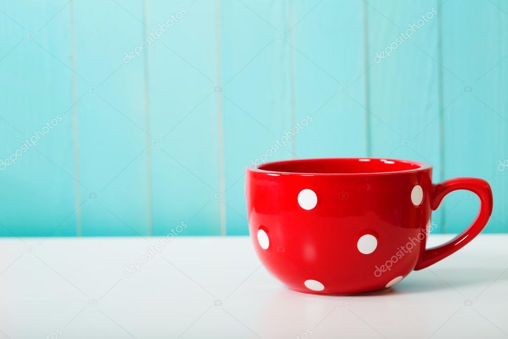 Red polka dot coffee mug