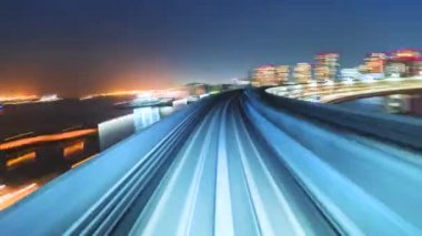 POV timelapse Tokyo aracılığıyla otomatik kızak transit yolu ile
