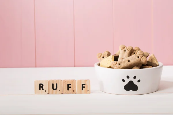 Cuvette pour chien remplie de biscuits — Photo
