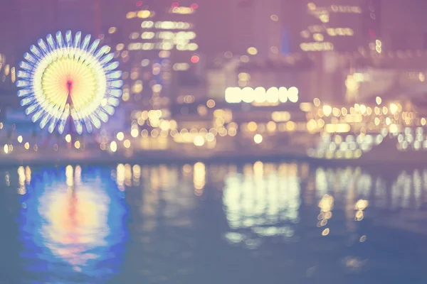 Luces del puerto nocturno con rueda de hurón — Foto de Stock