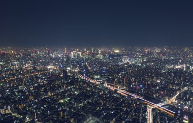 Gece cityscape Tokyo yüksek