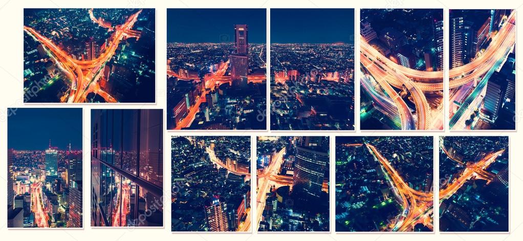 cityscape at night in Tokyo from a skyscraper