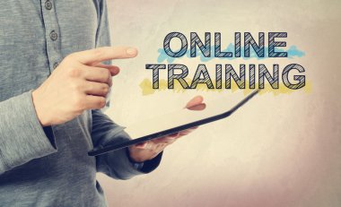 tablet bilgisayar online eğitim metin işaret adam