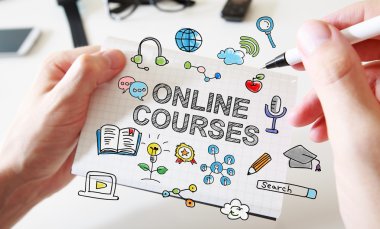 Hand drawing Online Courses concept clipart