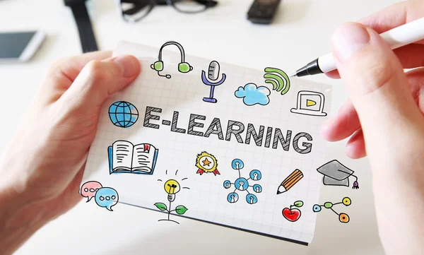 Hand ritning E-Learning koncept — Stockfoto