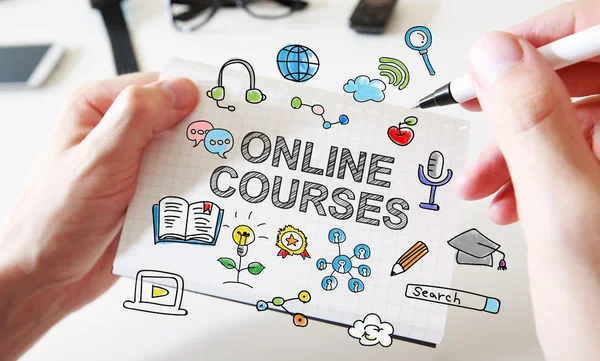 Dibujo a mano Concepto de cursos en línea — Foto de Stock