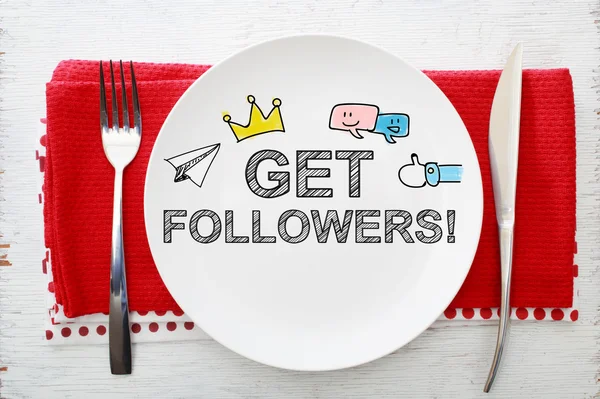 Get Followers concept on white plate — Stock Photo, Image