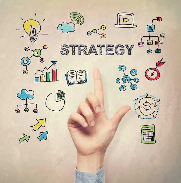 Hand pointing to Strategy concept — Stock Photo, Image