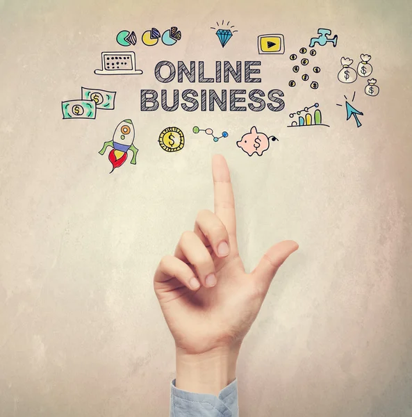 Hand pointing to Online Business concept — Stock Photo, Image