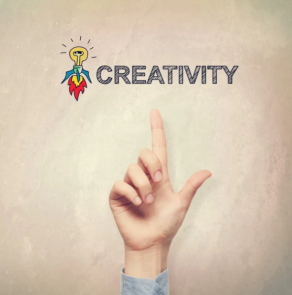 Hand pekar på kreativitet koncept — Stockfoto