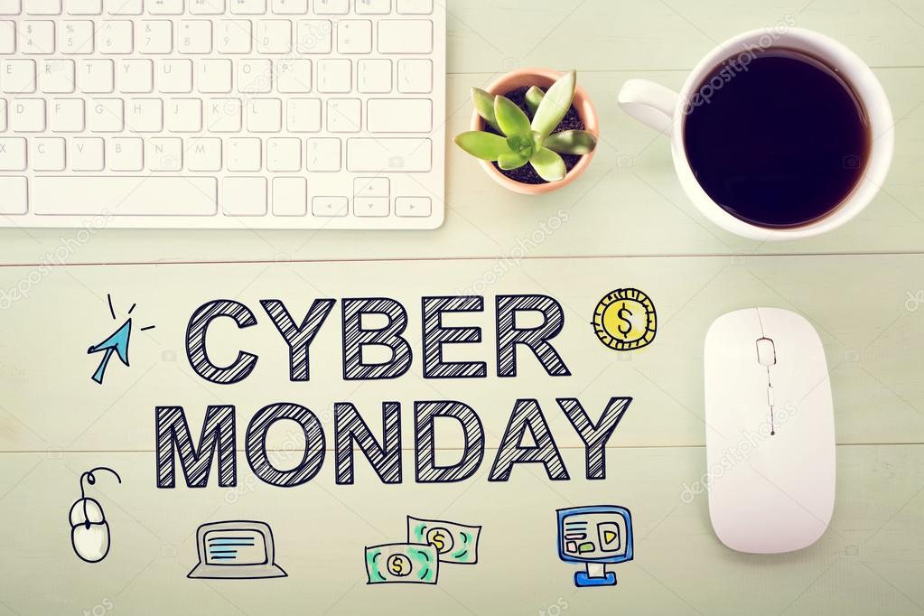 Cyber Monday message with workstation